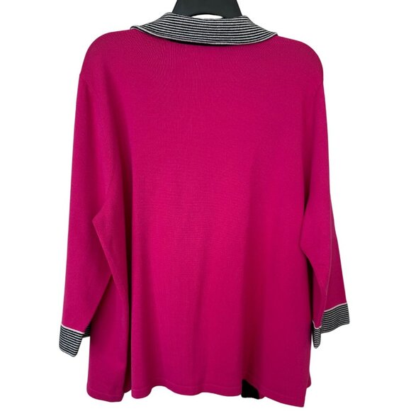 Jones New York Collection Open Front Cardigan 3X Fushia Barbiecore Office Dinner - Picture 2 of 9